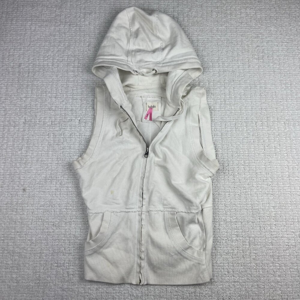 Aritzia TALULA Ladies Sleeveless Hoodie White Size Small Read**